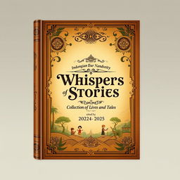 A vintage-themed book cover design for "Whispers of Stories: A Collection of Lives and Tales"