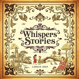 A vintage-themed book cover design for "Whispers of Stories: A Collection of Lives and Tales"