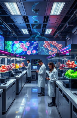 A detailed and futuristic scene of a high-tech laboratory showcasing 3D bioprinting technology