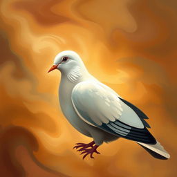 An abstract depiction of a contemplative dove set against a dynamic foreground-background theme