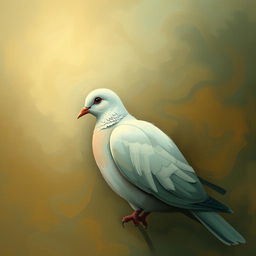 An abstract depiction of a contemplative dove set against a dynamic foreground-background theme