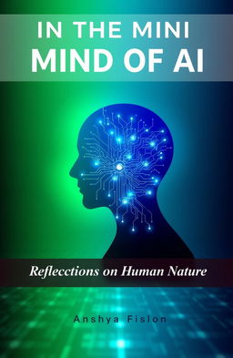 A visually captivating book cover for 'In the Mind of AI: Reflections on Human Nature'