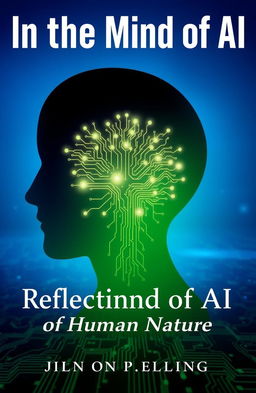A visually captivating book cover for 'In the Mind of AI: Reflections on Human Nature'