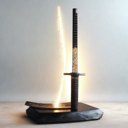 Generate an image of a unique katana that harnesses the power of thunder