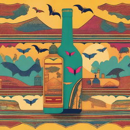 Design a vibrant bottle wrap featuring cricket-themed imagery (bats, balls, or even a stadium) mixed with visual elements that represent South Asian culture