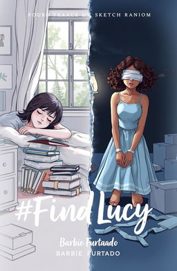 A professional sketch illustration with fine trace technique, featuring two girls, side by side on a single book cover