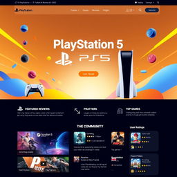 A captivating front page design for a project on PlayStation 5 product reviews