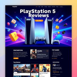 A captivating front page design for a project on PlayStation 5 product reviews