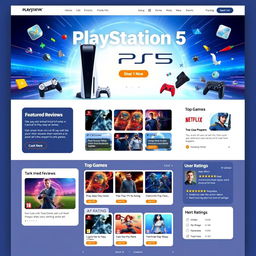 A captivating front page design for a project on PlayStation 5 product reviews