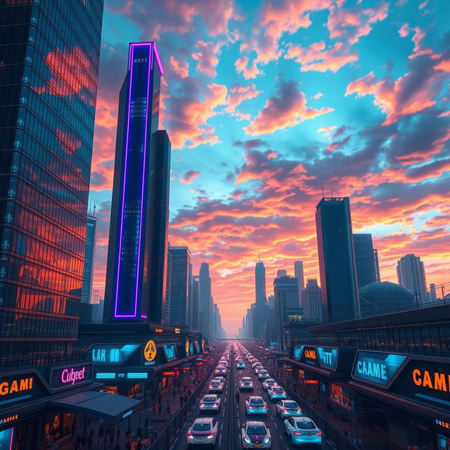 A highly detailed and photorealistic image showcasing a futuristic cityscape rendered with Indigo Renderer