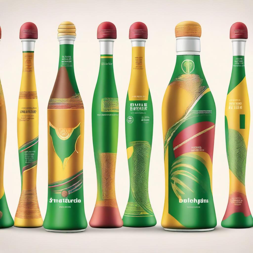 Develop a vibrant and engaging bottle design that merges the energy of cricket with the cultural spirit of South Asia