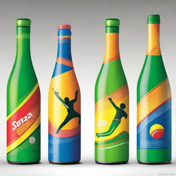 Develop a vibrant and engaging bottle design that merges the energy of cricket with the cultural spirit of South Asia