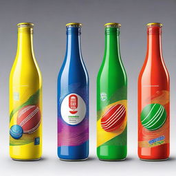 Develop a vibrant and engaging bottle design that merges the energy of cricket with the cultural spirit of South Asia