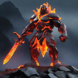 Generate an image of a legendary lava soldier