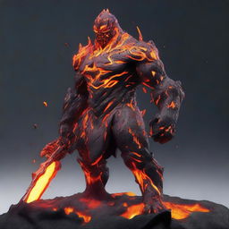 Generate an image of a legendary lava soldier