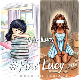 A professional sketch with fine trace details capturing two contrasting scenes on a single cover