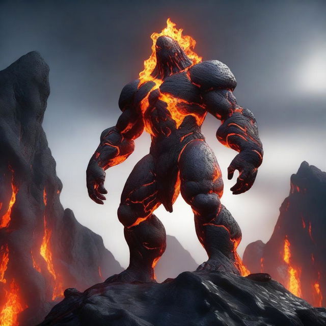 Generate an image of a legendary lava soldier