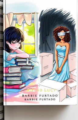 A professional sketch style illustration of two contrasting scenes on a single book cover