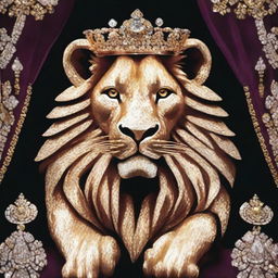 Generate an opulent image of a lion made entirely of diamonds