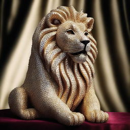 Generate an opulent image of a lion made entirely of diamonds