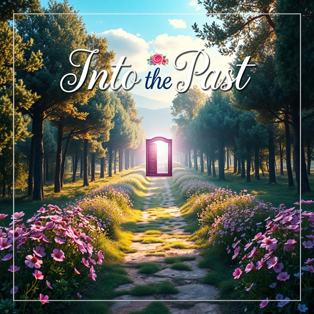 An aesthetically pleasing book cover for the title "Into the Past," featuring a captivating landscape that invites exploration