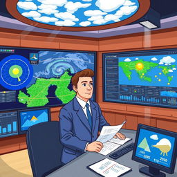 An informative and engaging illustration of modern weather forecasting methods