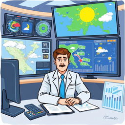 An informative and engaging illustration of modern weather forecasting methods