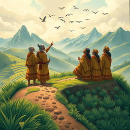 A captivating scene portraying the indigenous weather forecasting practices of the Cordillera people in the Philippines