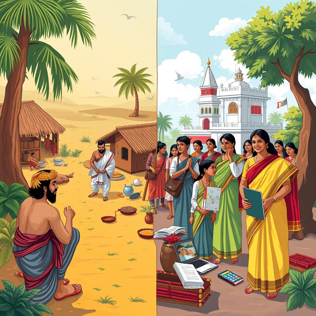 An engaging visual representation of the changes before and after the reformation movement in Tamil Nadu