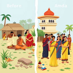 An engaging visual representation of the changes before and after the reformation movement in Tamil Nadu
