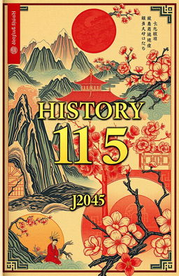 A visually striking cover design for 'HISTORY 115' featuring intricate artwork inspired by ancient cultures of China, Korea, and Japan