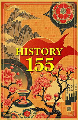 A visually striking cover design for 'HISTORY 115' featuring intricate artwork inspired by ancient cultures of China, Korea, and Japan