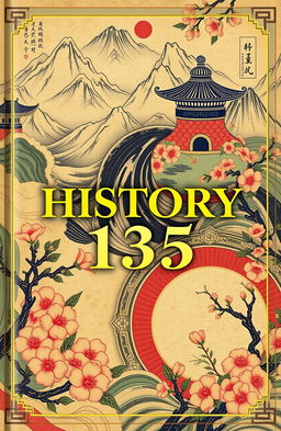 A visually striking cover design for 'HISTORY 115' featuring intricate artwork inspired by ancient cultures of China, Korea, and Japan