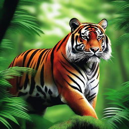 Generate an image of a powerful tiger