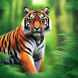 Generate an image of a powerful tiger