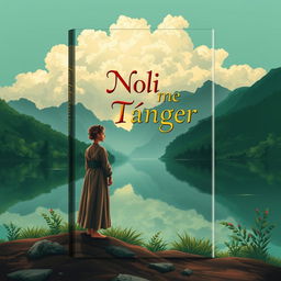A captivating book cover design for 'Noli Me Tángere', featuring a lush and vibrant landscape symbolizing the themes of love, social justice, and personal struggle