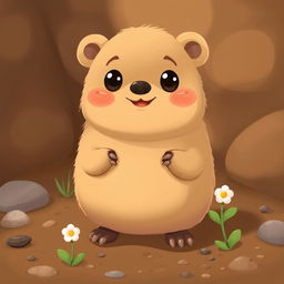A cute mole character illustrated in a charming 2D style