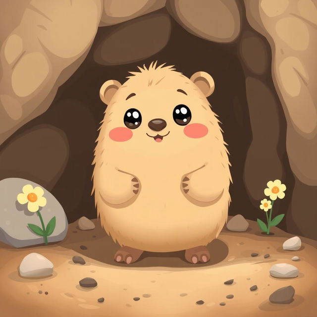 A cute mole character illustrated in a charming 2D style