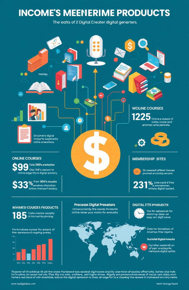 Explore the concept of income generated from digital products, such as e-books, online courses, membership sites, and digital artwork