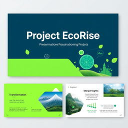 A professional presentation slide design for a project titled 'Project EcoRise'