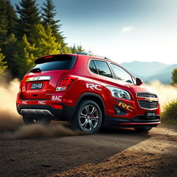 A stunning red 2012 Chevy Trax inspired by WRC (World Rally Championship) styling, featuring aggressive lines and an aerodynamic design
