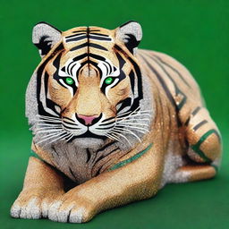 Generate an image of an elegant Bengal tiger crafted fully from shimmering diamonds