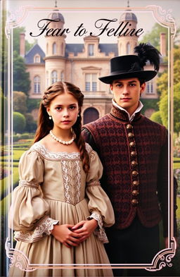 A captivating book cover featuring a young upper class girl in elegant 16th century attire, wearing a beautifully embroidered dress with intricate lace details and a delicate pearl necklace