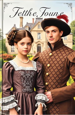 A captivating book cover featuring a young upper class girl in elegant 16th century attire, wearing a beautifully embroidered dress with intricate lace details and a delicate pearl necklace