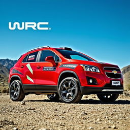 A striking red 2012 Chevy Trax, designed with a WRC (World Rally Championship) inspiration, featuring bold rally style wheels