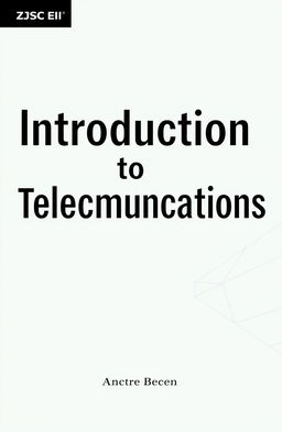 A minimalist book cover design for a textbook titled "Introduction to Telecommunications"