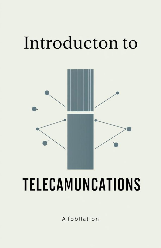 A minimalist book cover design for a textbook titled "Introduction to Telecommunications"