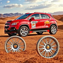 A stunning red 2012 Chevy Trax designed as a rally car