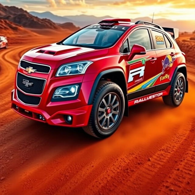 A stunning red 2012 Chevy Trax designed as a rally car