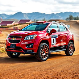 A stunning red 2012 Chevy Trax designed as a rally car